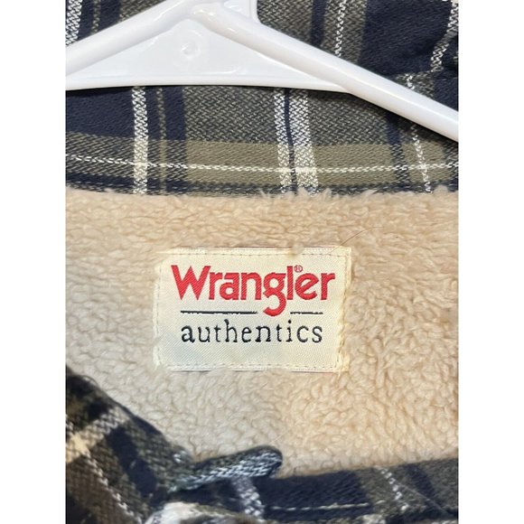 Wrangler Authentics Mens 3XL Flannel Shirt Sherpa Lined Green Plaid Shacket NWT - Picture 6 of 11